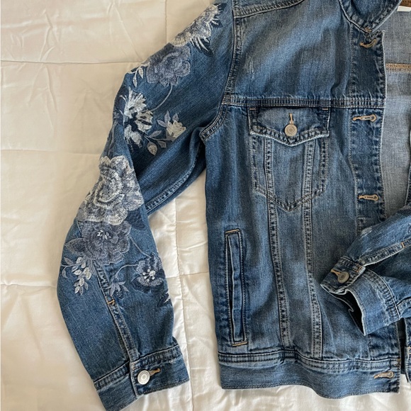 Vintage American Eagle Embroidered Denim Jacket Floral - Picture 2 of 6